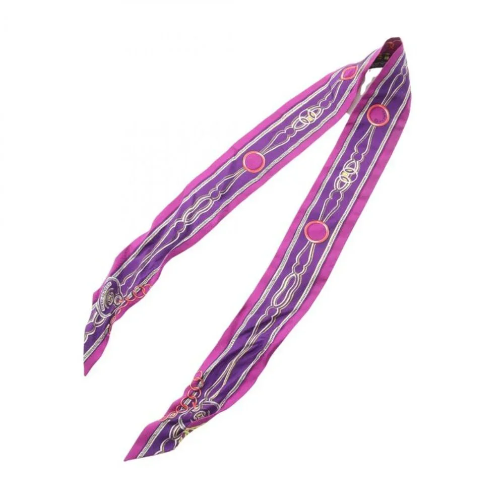 Hermes Scarf Twill Maillons Silk Purple Multi-color - Picture 2 of 9